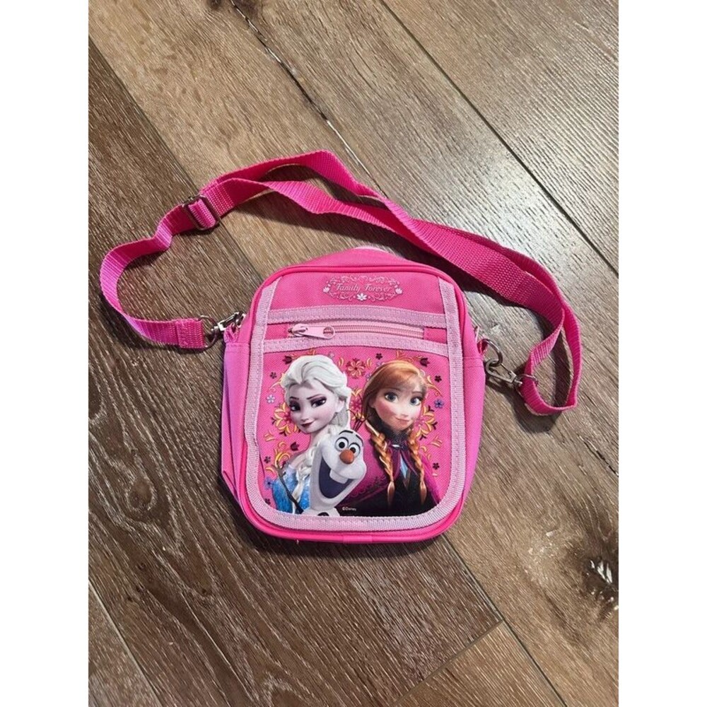 Disney Frozen Anna Elsa & Olaf "Family Forever" Pink Crossbody Shoulder Bag